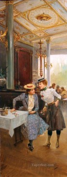 カフェにいる女性たち スペイン ブルボン王朝 マリアーノ・アロンソ・ペレス Oil Paintings